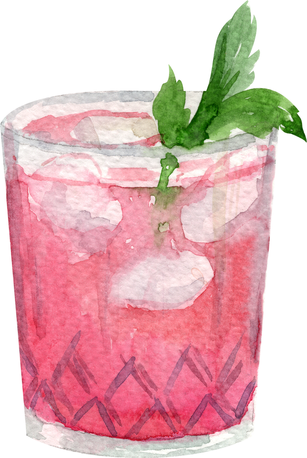 Watercolor raspberry mule drink